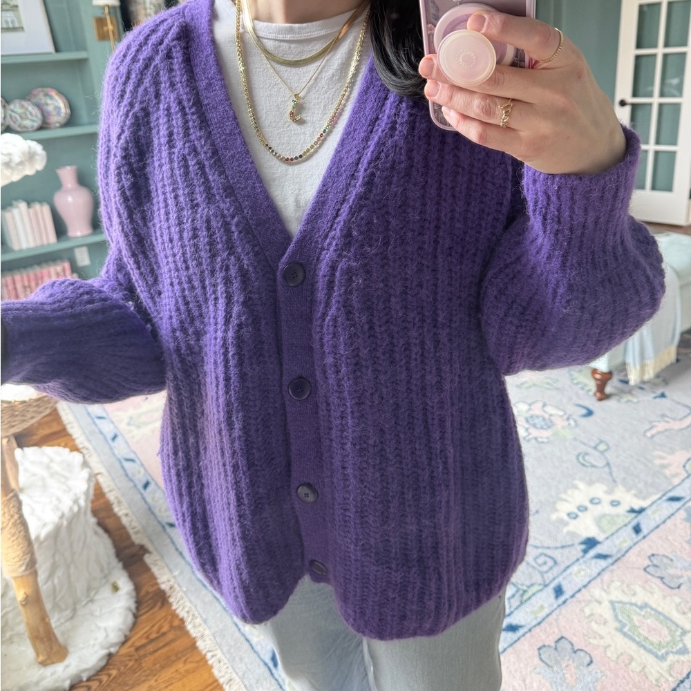 Sezane Purple Knit Basile Cardigan, XXL - Picture 7 of 7
